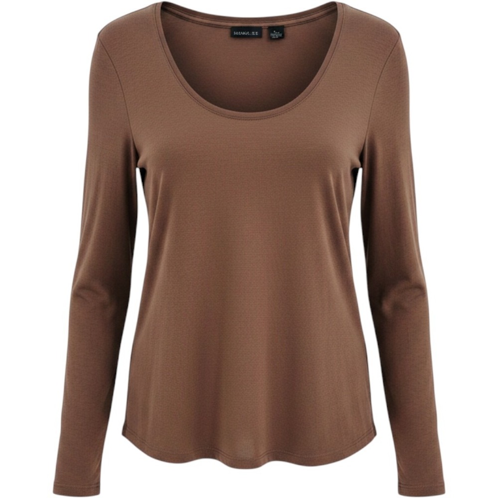 Rachel Zoe Brown Scoop Neck Long Sleeve Pullover Top Womens Large Excellent